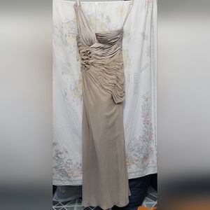 LM Collection Elegant Beige Evening Gown Size 6